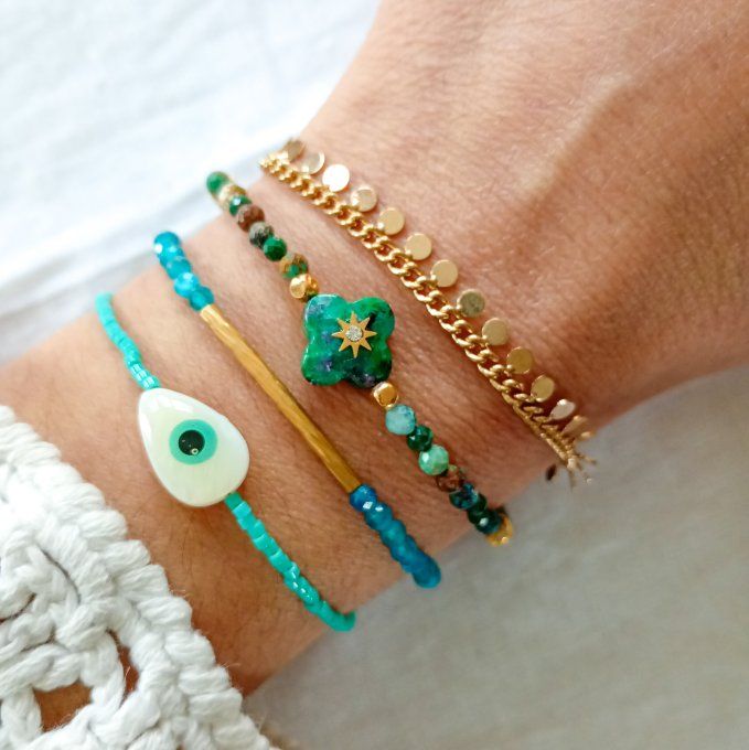 Bracelet NAÏA perles facettées en apatite