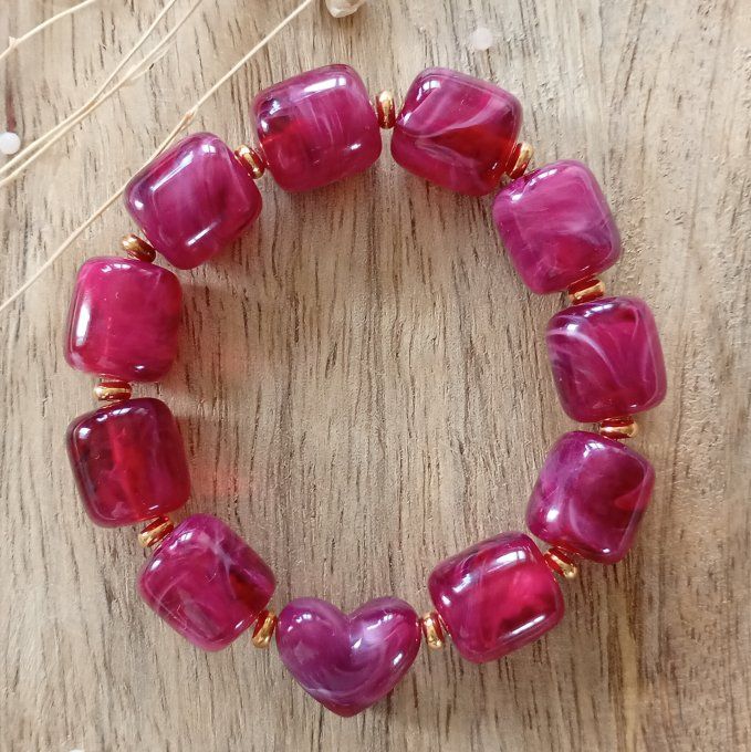 Bracelet ROSE, perle coeur