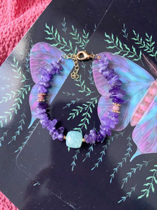 Bracelet ATHENA, améthyste et amazonite
