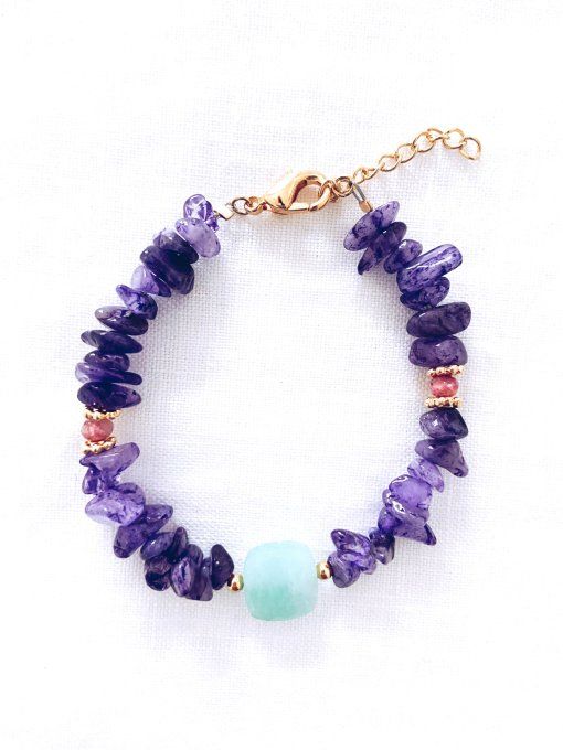Bracelet ATHENA, améthyste et amazonite