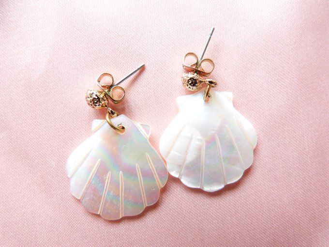 Boucles d'oreilles MERMAID, coquillages nacre