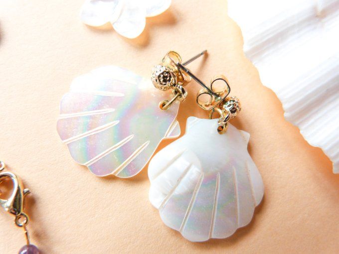Boucles d'oreilles MERMAID, coquillages nacre