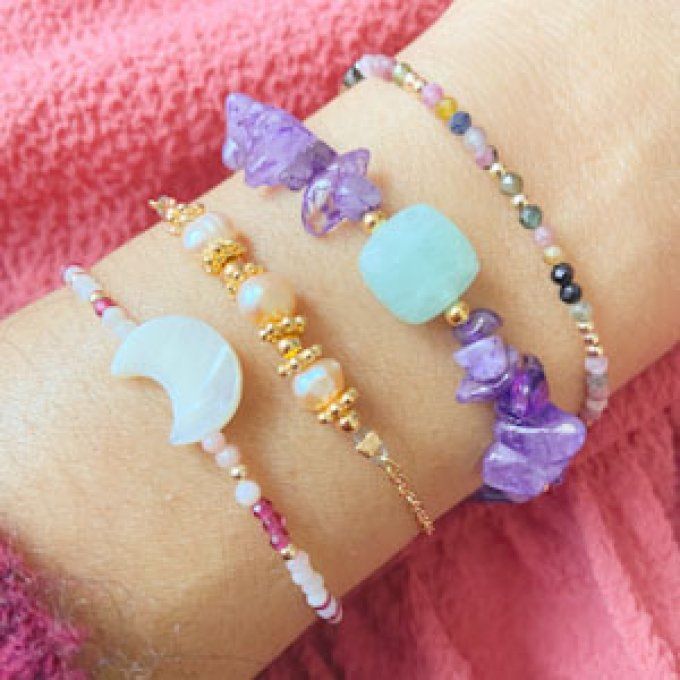 Bracelet ATHENA, améthyste et amazonite