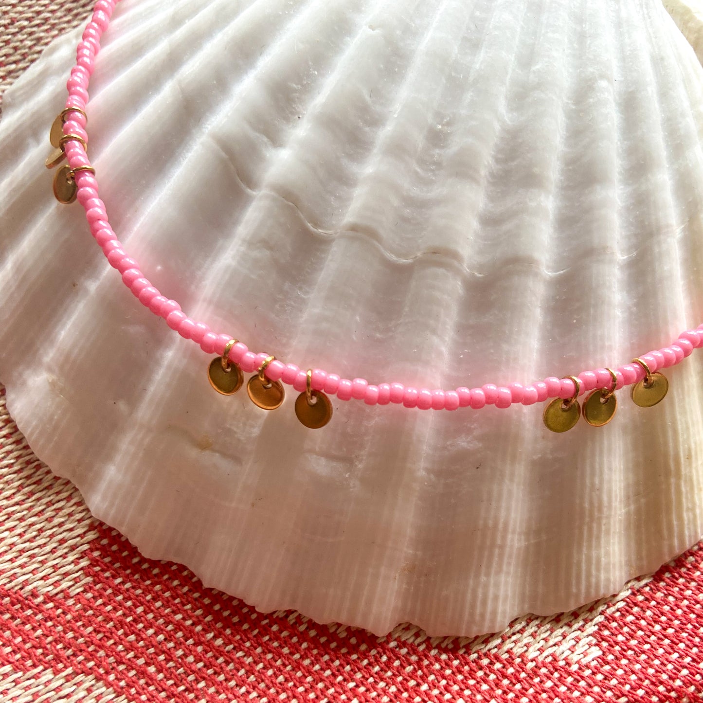 Collier CAPRI, perles roses et sequins