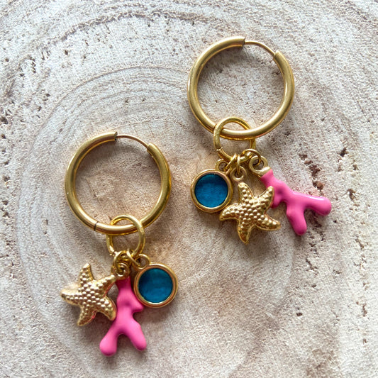 Créoles OCÉANE, breloques coquillages