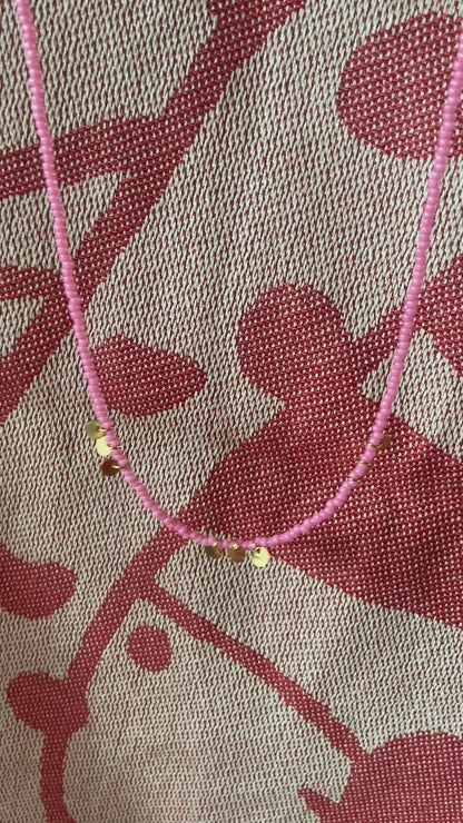 Collier CAPRI, perles roses et sequins