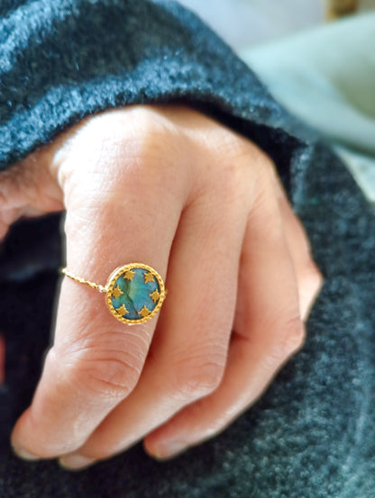 Bague réglable étoiles labradorite, Bague ASTER